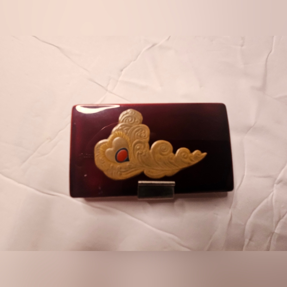 Vintage Burgandy Makeup Compact With Mirror